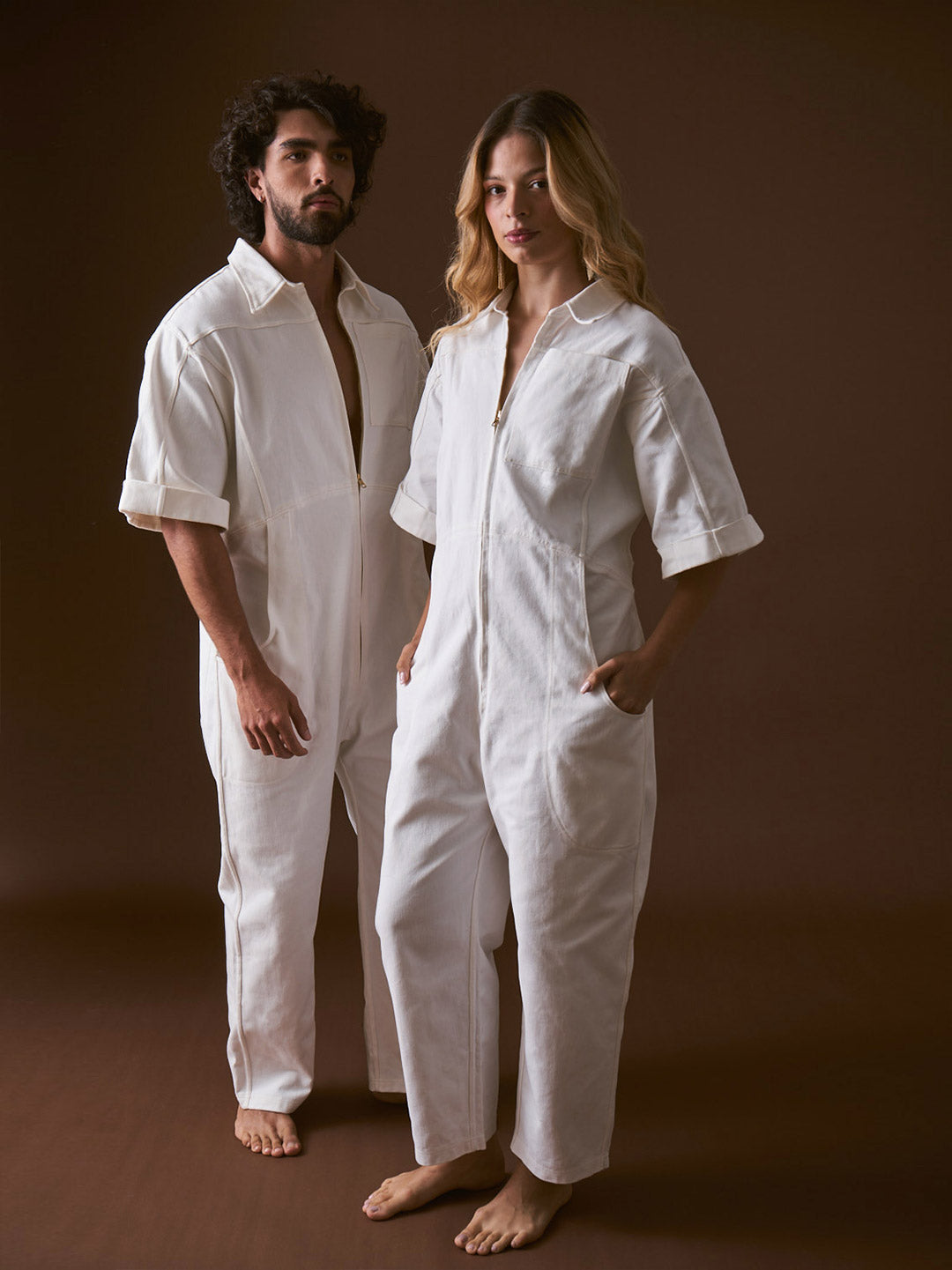 Enterizo en Drill Algodón Blanco