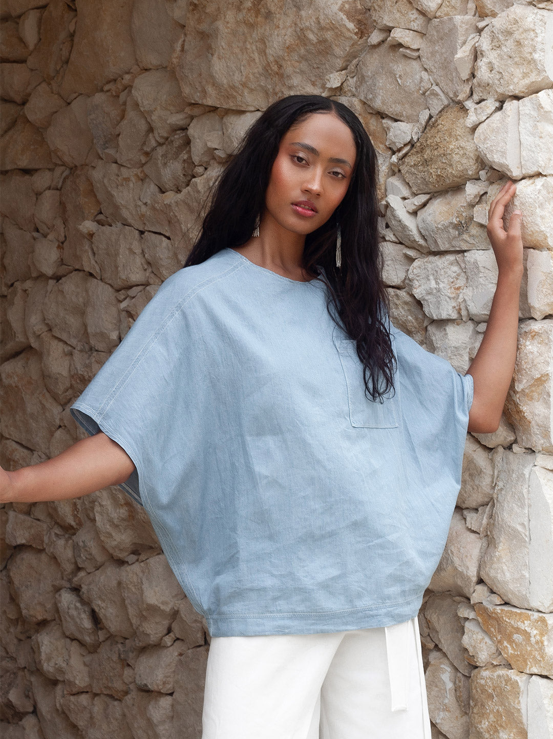 Camiseta en Denim Lavado