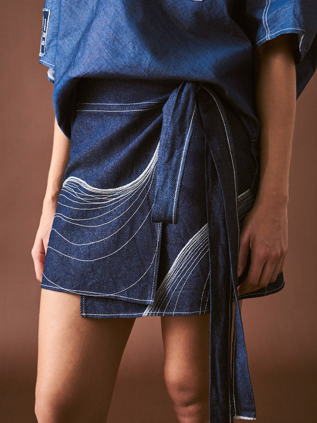 Falda Envolvente en Denim Algodón