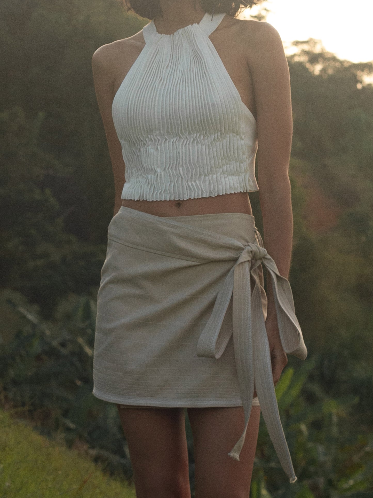 Falda Caqui en Drill Algodón