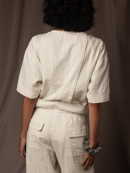 Camiseta Marfil en Algodón Cuello Redondo