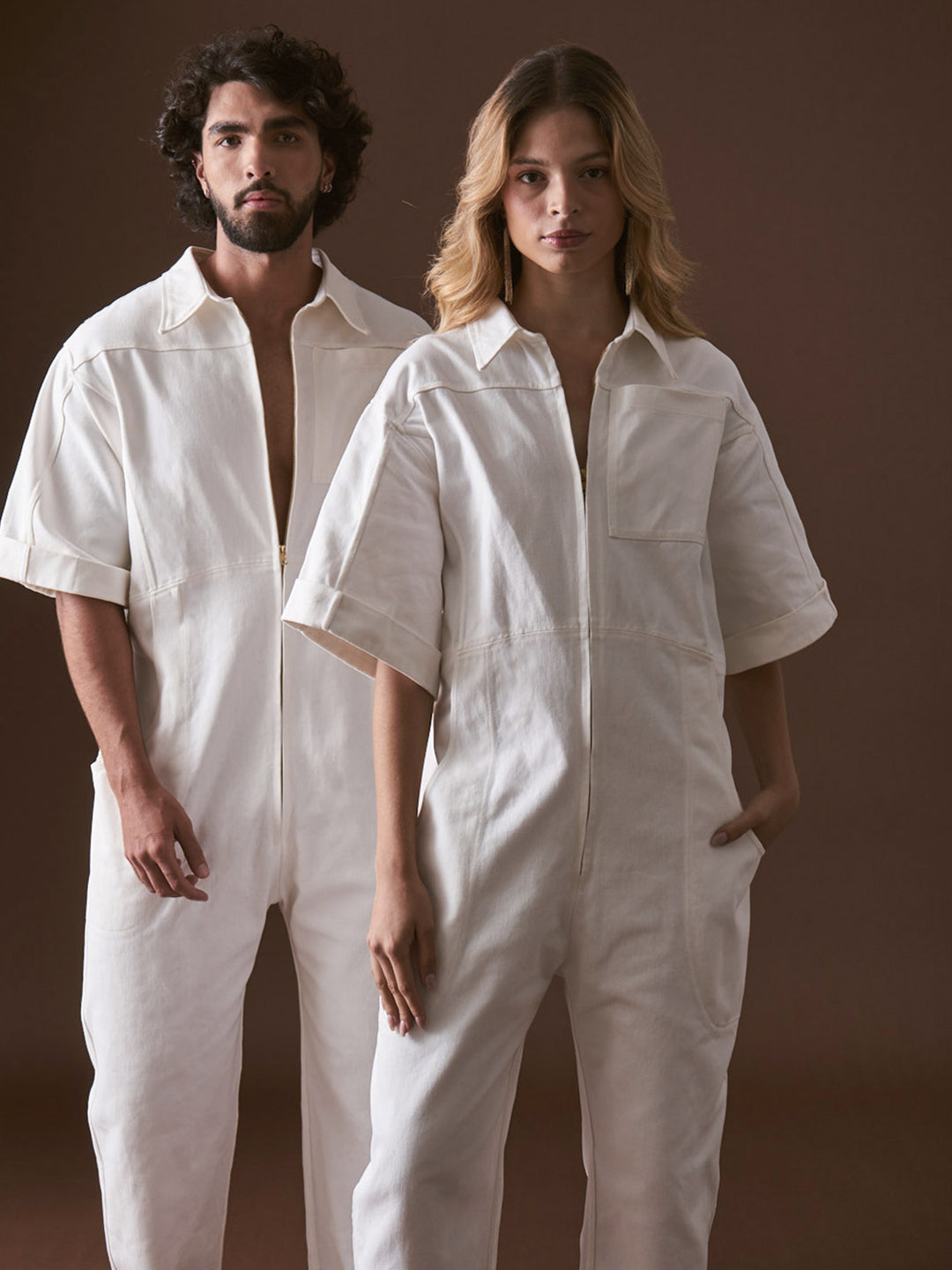 Enterizo en Drill Algodón Blanco