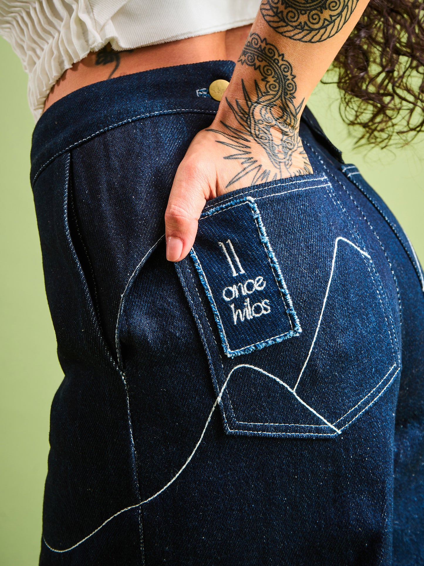 Jean Amplio en Denim Algodón