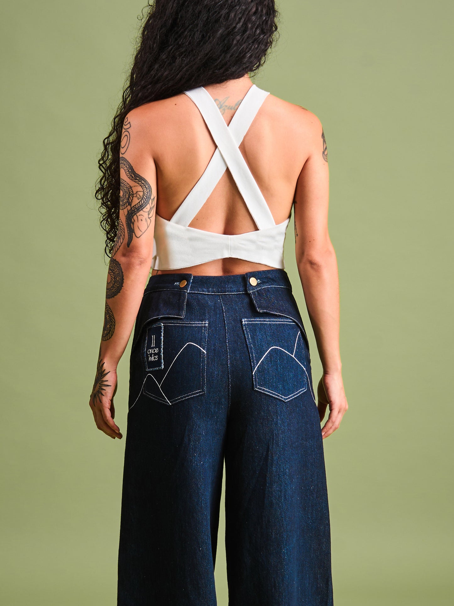 Jean Amplio en Denim Algodón