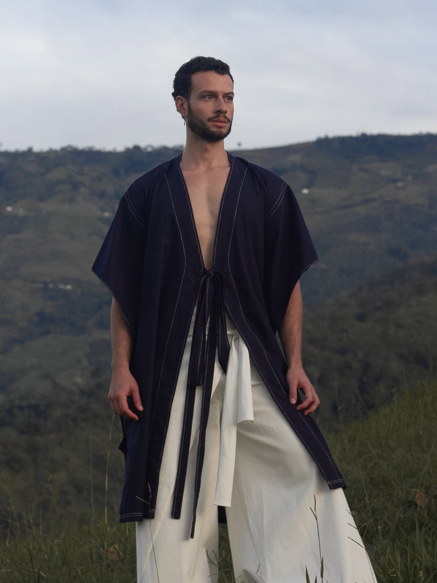 Kimono Azul Marino en Algodón