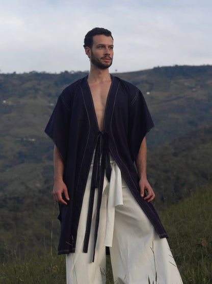 Kimono Azul Marino en Algodón