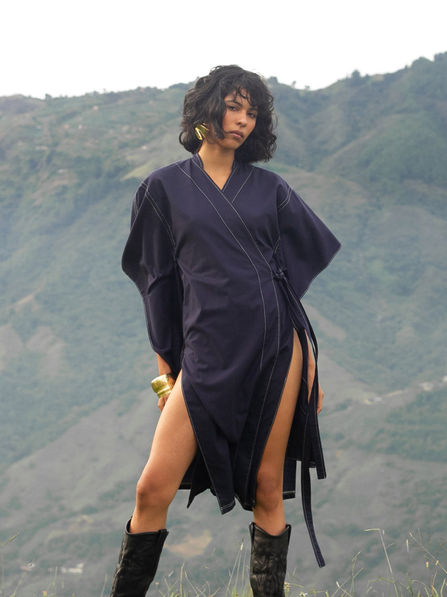 Kimono Azul Marino en Algodón