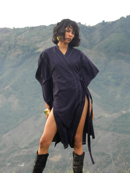 Kimono Azul Marino en Algodón