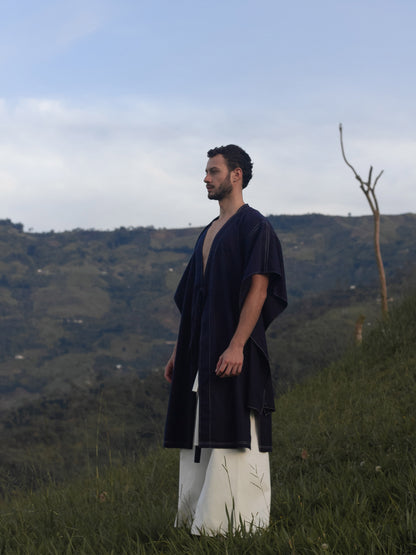 Kimono Azul Marino en Algodón