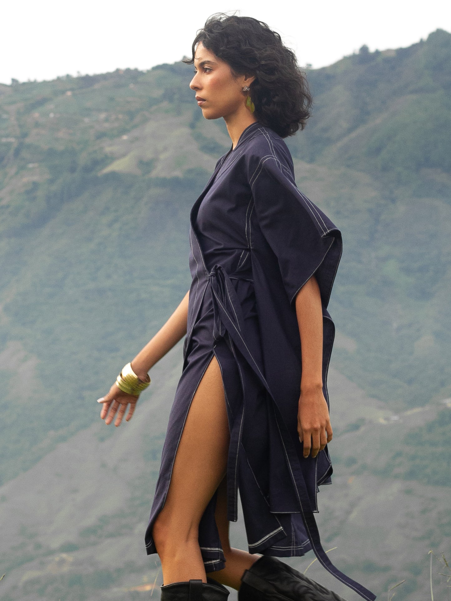 Kimono Azul Marino en Algodón