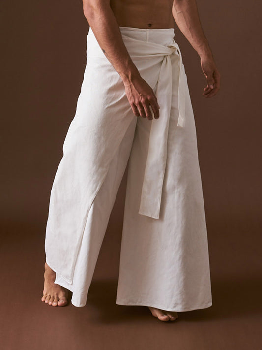 Pantalón Blanco Envolvente en Drill Algodón