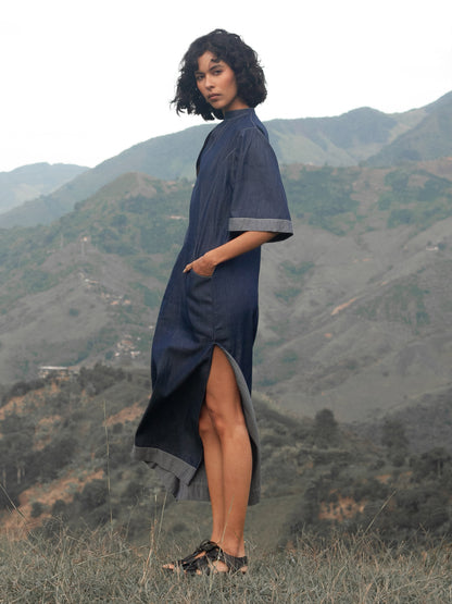 Blusón en Denim Liviano de Algodón