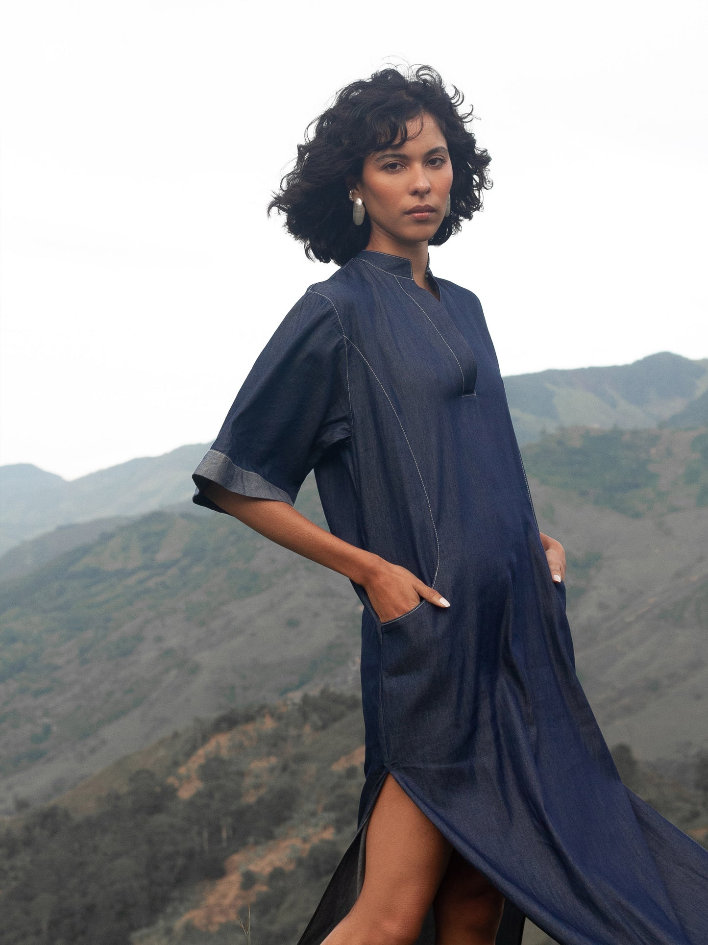 Blusón en Denim Liviano de Algodón