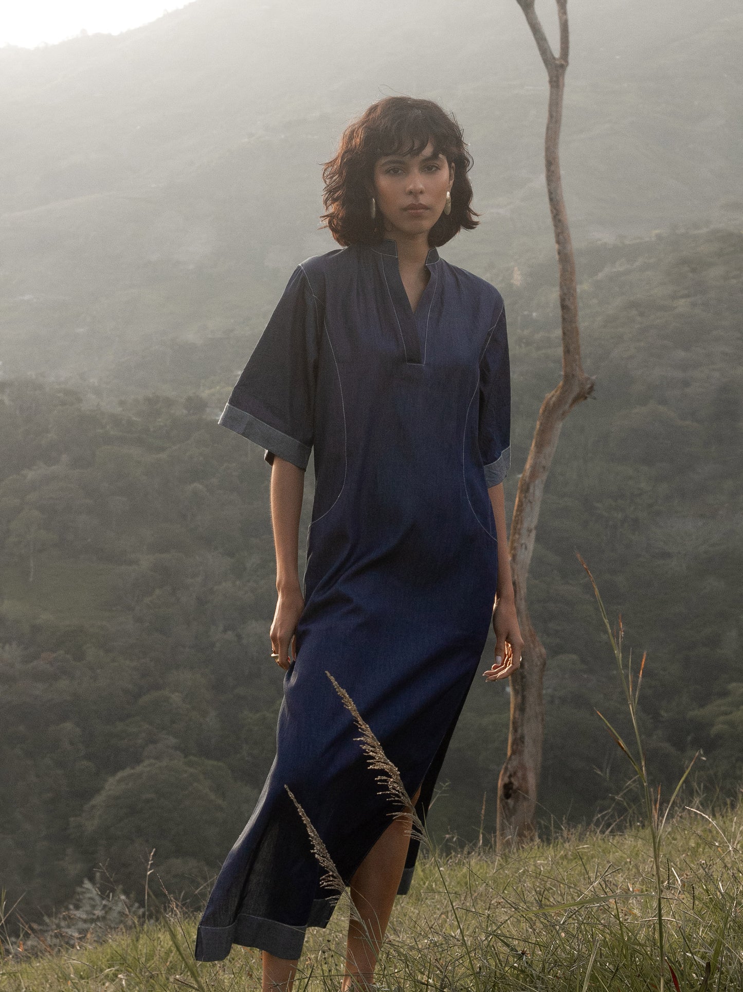 Blusón en Denim Liviano de Algodón