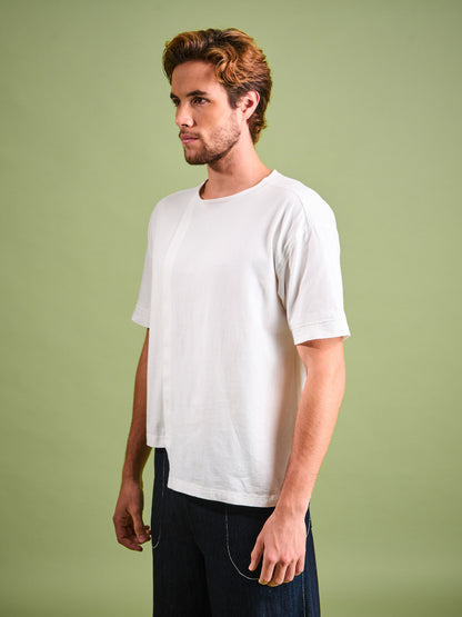 Camiseta Blanca en Algodón Cuello Redondo