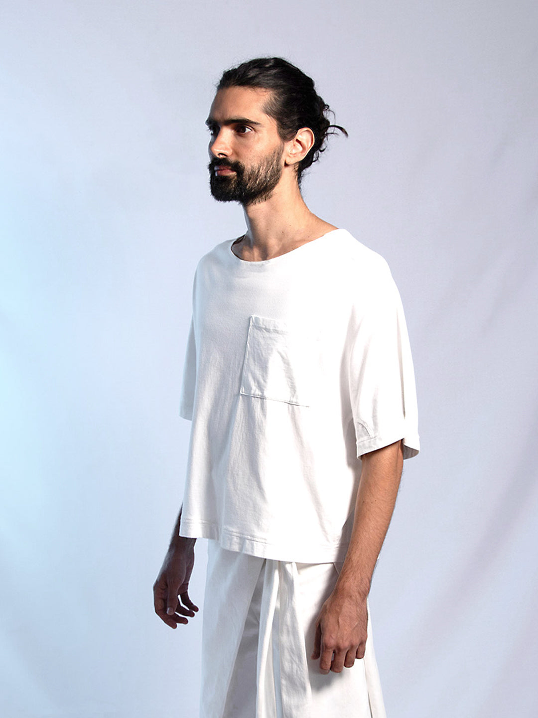 Camiseta en Algodón Holgada con Bolsillo