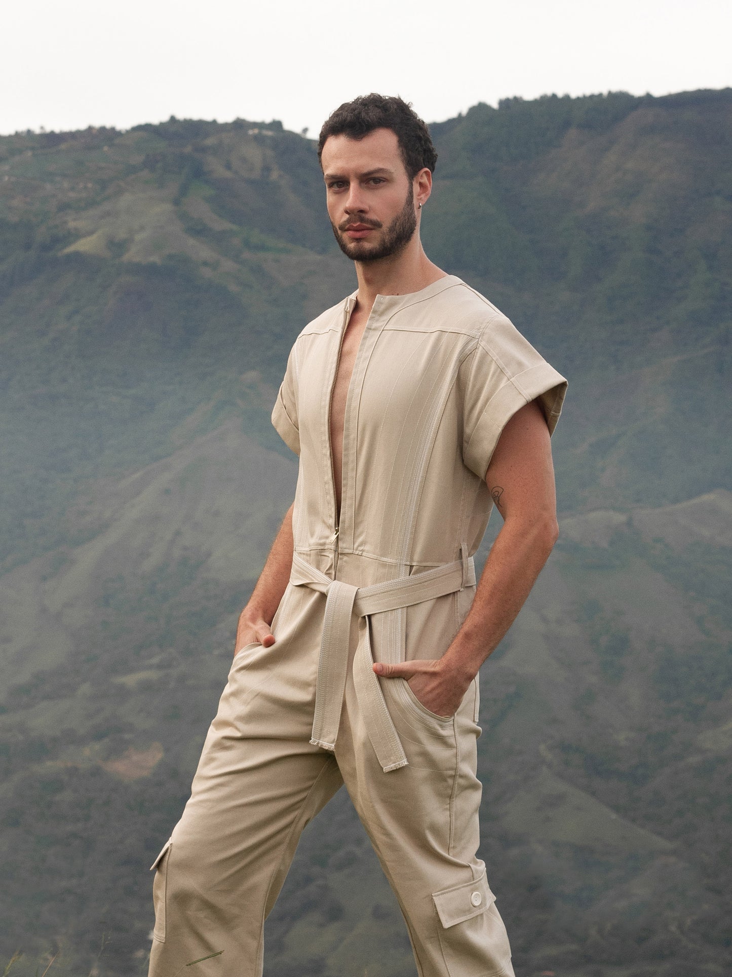 Enterizo Caqui en Drill Algodón