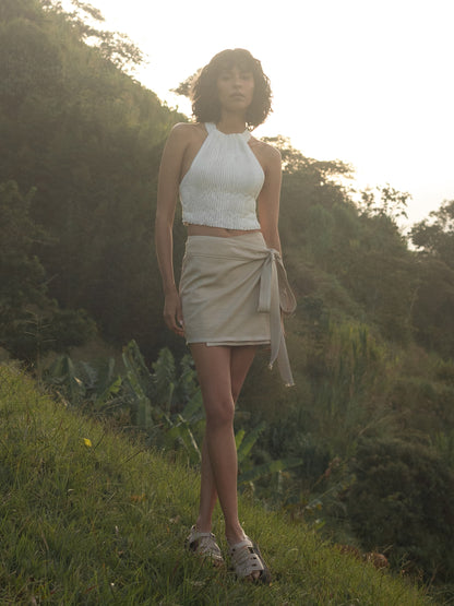 Falda Caqui en Drill Algodón