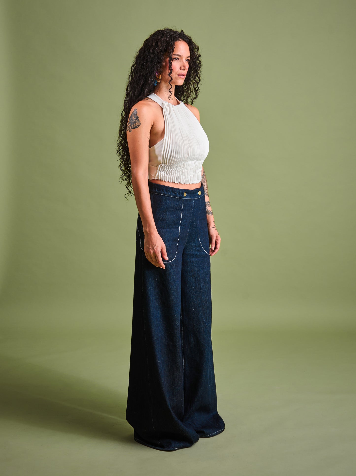 Jean Amplio en Denim Algodón