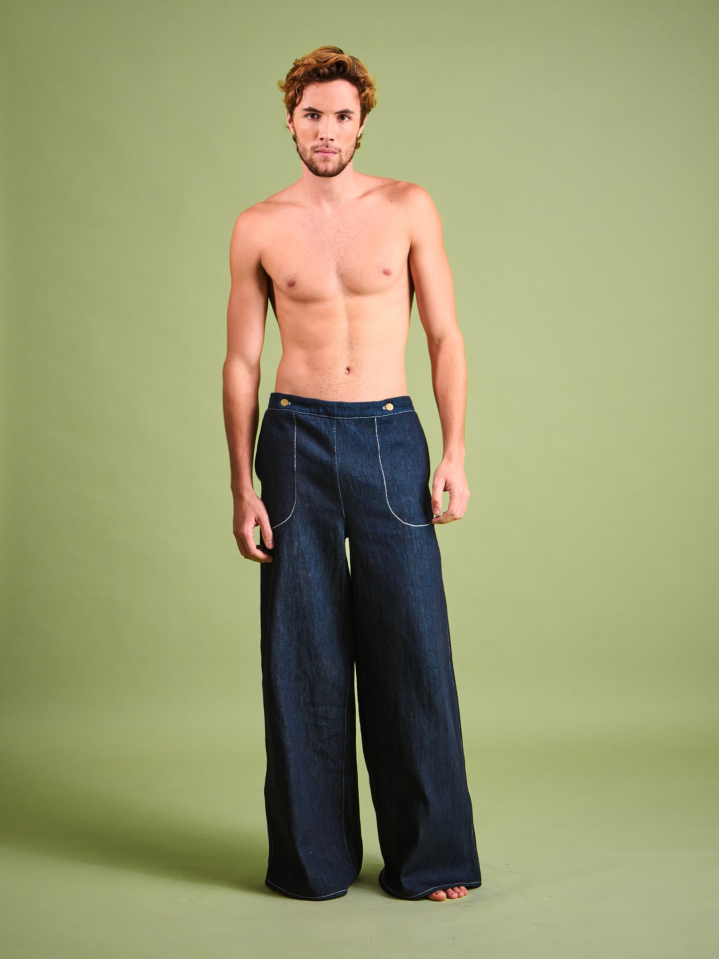Jean Amplio en Denim Algodón