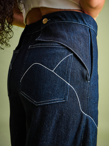 Jean Amplio en Denim Algodón