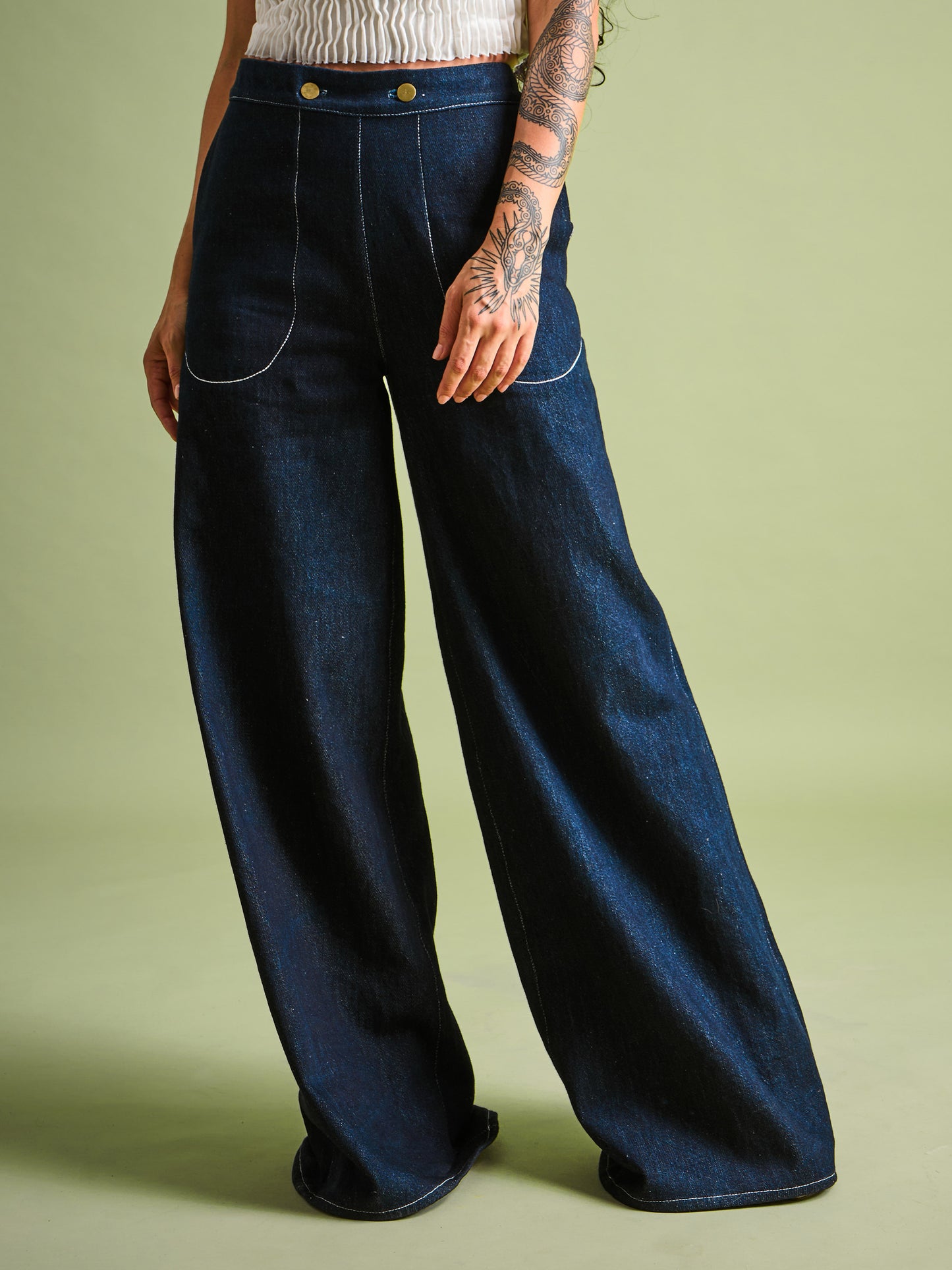 Jean Amplio en Denim Algodón