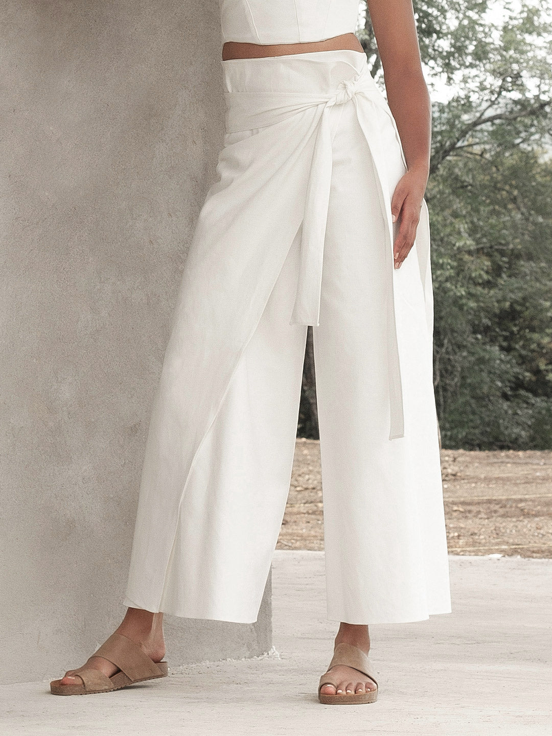 Pantalón Blanco Envolvente en Drill Algodón